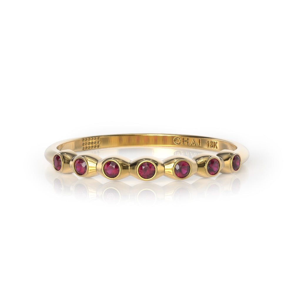 Mazal Gold and 7 Red Ruby Lucky Band