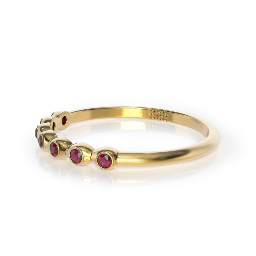 Mazal Gold and 7 Red Ruby Lucky Band