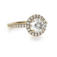 Double Chai Gold and 36 Diamond Halo Ring