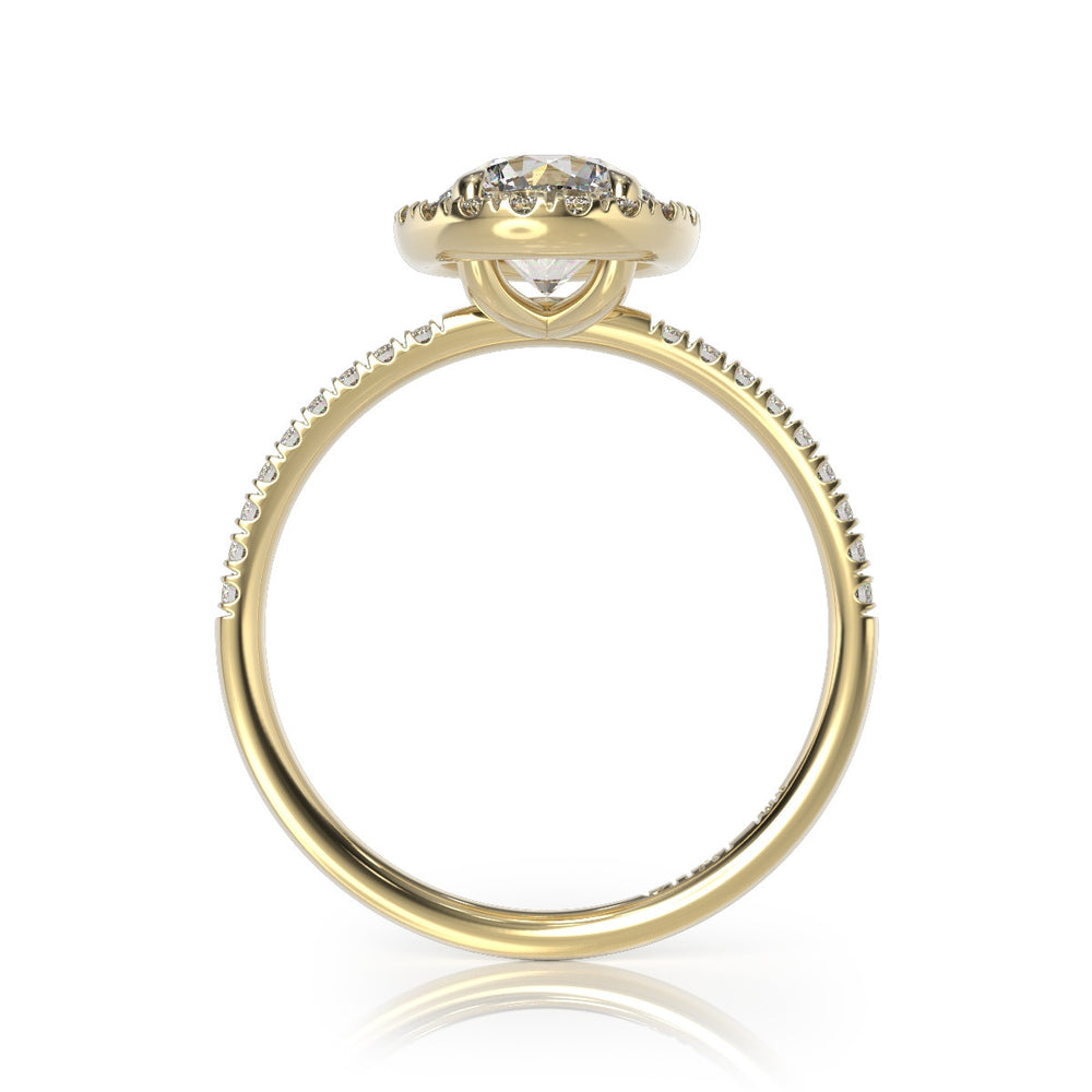 Double Chai Gold and 36 Diamond Halo Ring