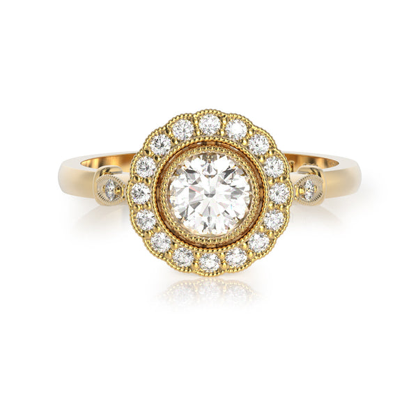 Chai Gold and 18 Diamond Halo Ring