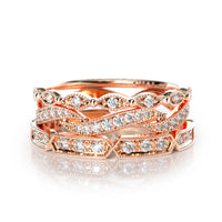 Life, Love, and Luck 3 Stack Rose Gold and Diamond Bands