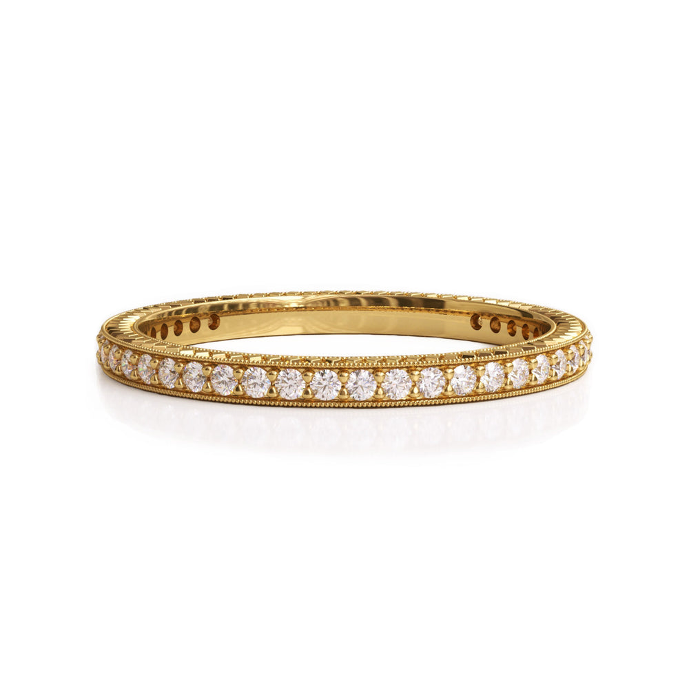 Double Chai Yellow Gold and 36 Diamond Eternity Band
