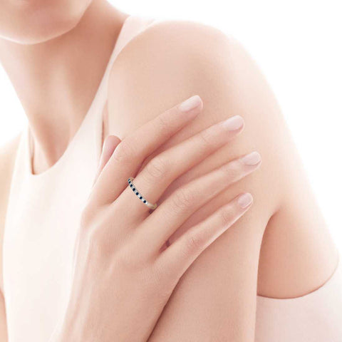 Chai Gold and 18 Sapphire-Diamond Mix Eternity Band