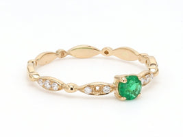 Ahava 13 Stone Diamond and Emerald Ring